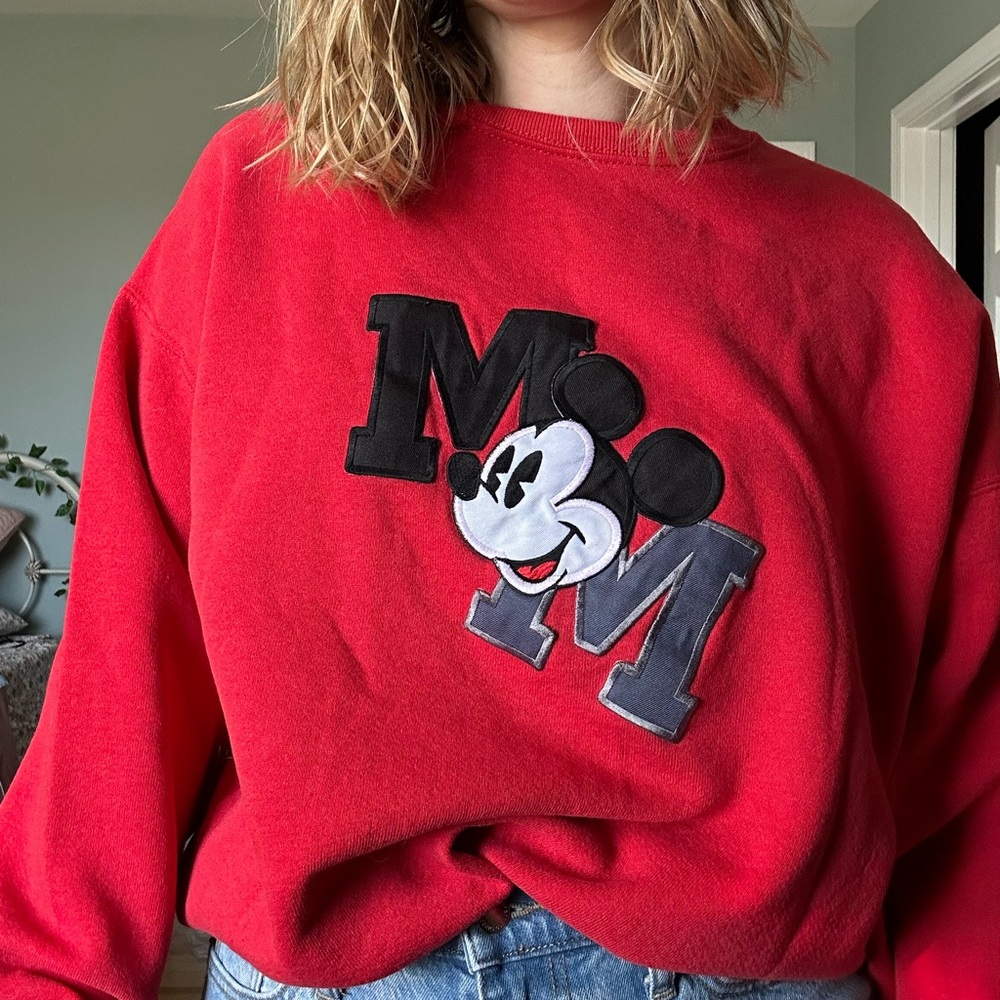 Vintage Red Mickey Mouse Crewneck Sweatshirt